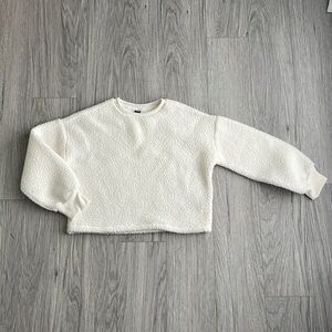 Old Navy Off White Sherpa Long Sleeve Crew Neck Sweatshirt Girls Size L